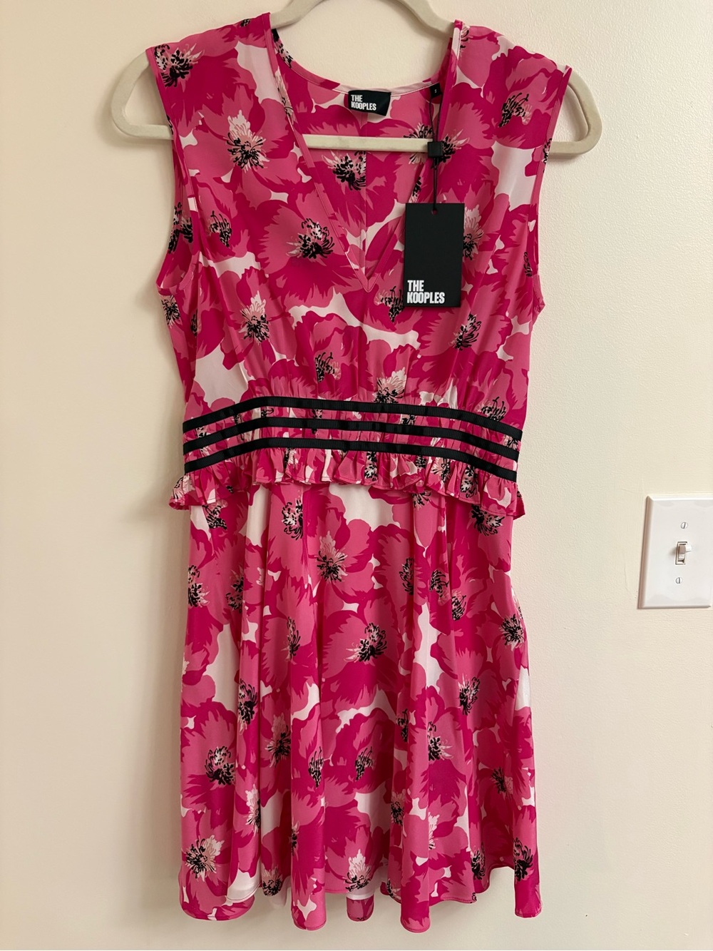 NWT The‎ Kooples 100% Silk Mini Dress NWT 2 Pink luxury fem designer Party Dress - Picture 2 of 8